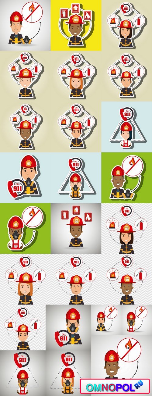 Cartoon fireman lifeguard rescue service vector image 25 EPS