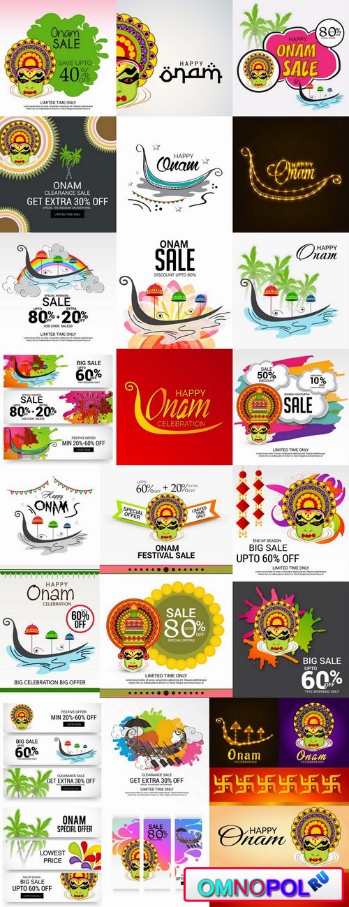 Happy Onam celebration banner poster flyer discount sale sticker 25 EPS