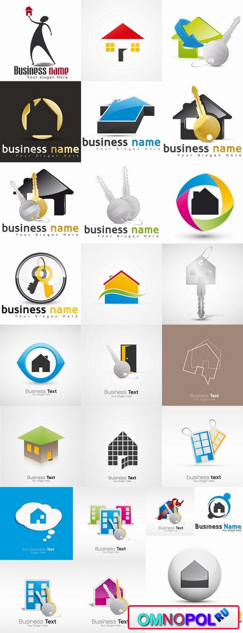 Logo icon web design flat house keys vector image 25 EPS