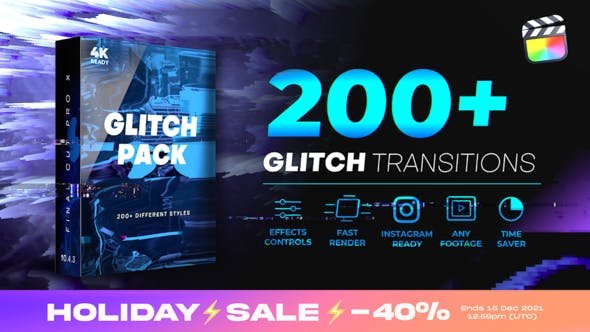 Videohive Glitch Transitions 23980929 - Project For Final Cut & Apple Motion