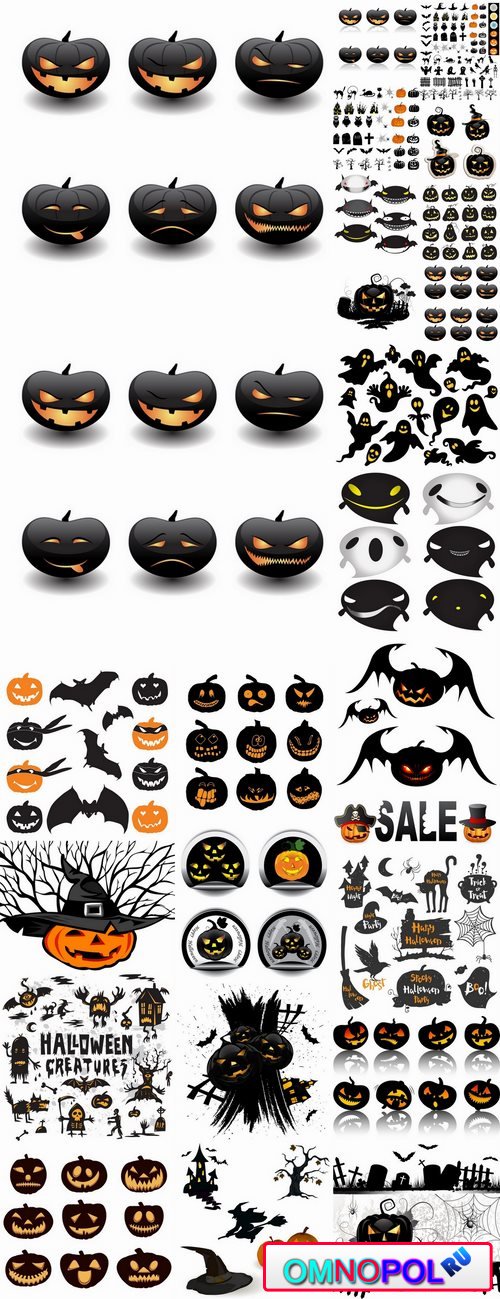 Icon halloween witch pumpkin Thanksgiving 25 EPS