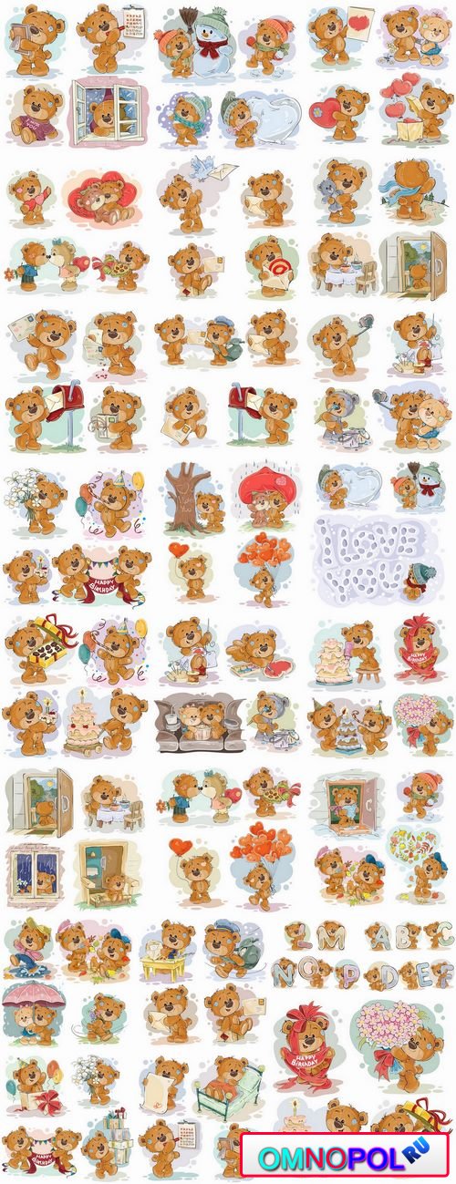 Teddy bear gift card for Valentines Day Love Heart 25 EPS