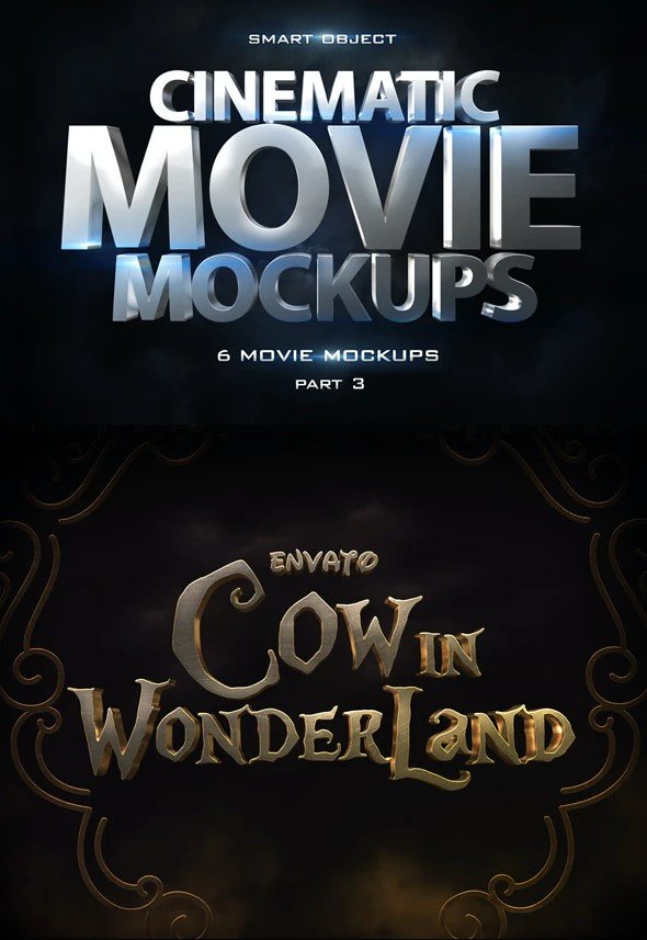 Cinematic 3D Movie Text Styles & Mockups V3