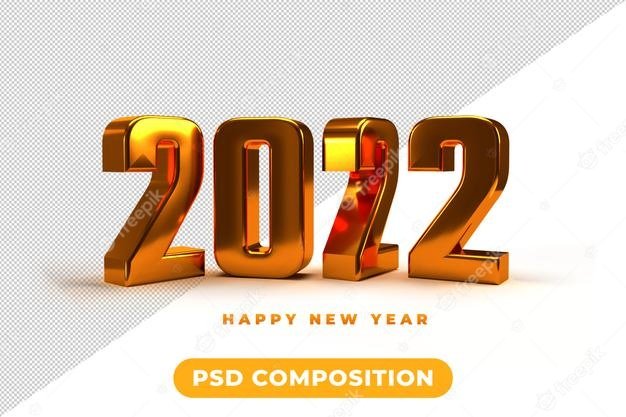 Gold 2022 New Year 3D Rendering PSD Templates Collection